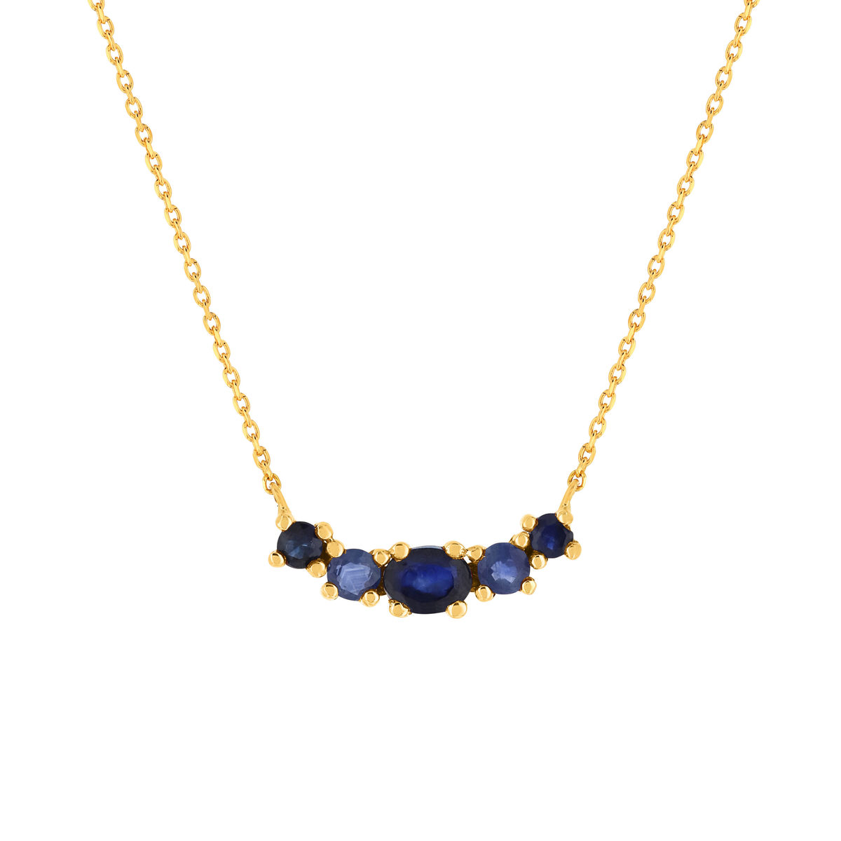 Collier or jaune 375 saphirs 43 cm
