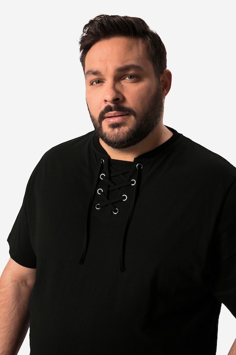 Men+ T-Shirt, Halbarm, Ausschnitt mit Schnürung, bis 84/86