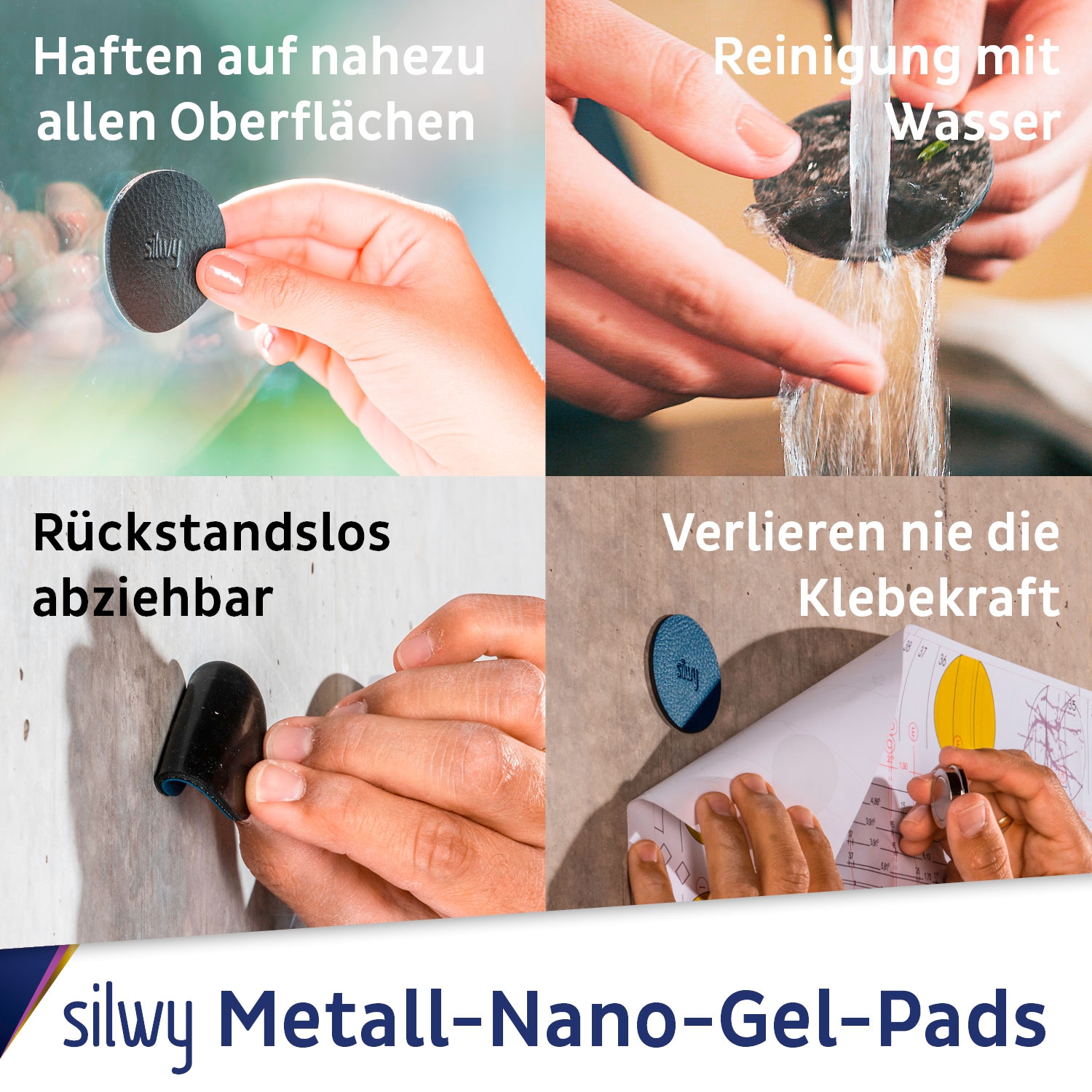 Silwy Magnet-Haken CLEVER WHITE inkl. Pad BLACK