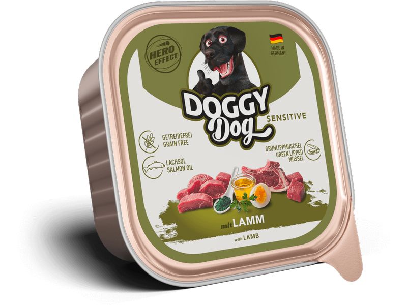DOGGY Dog Nassfutter Schale Lamm Sensitive 150 g Alleinfuttermittel für ausgewachsene Hunde