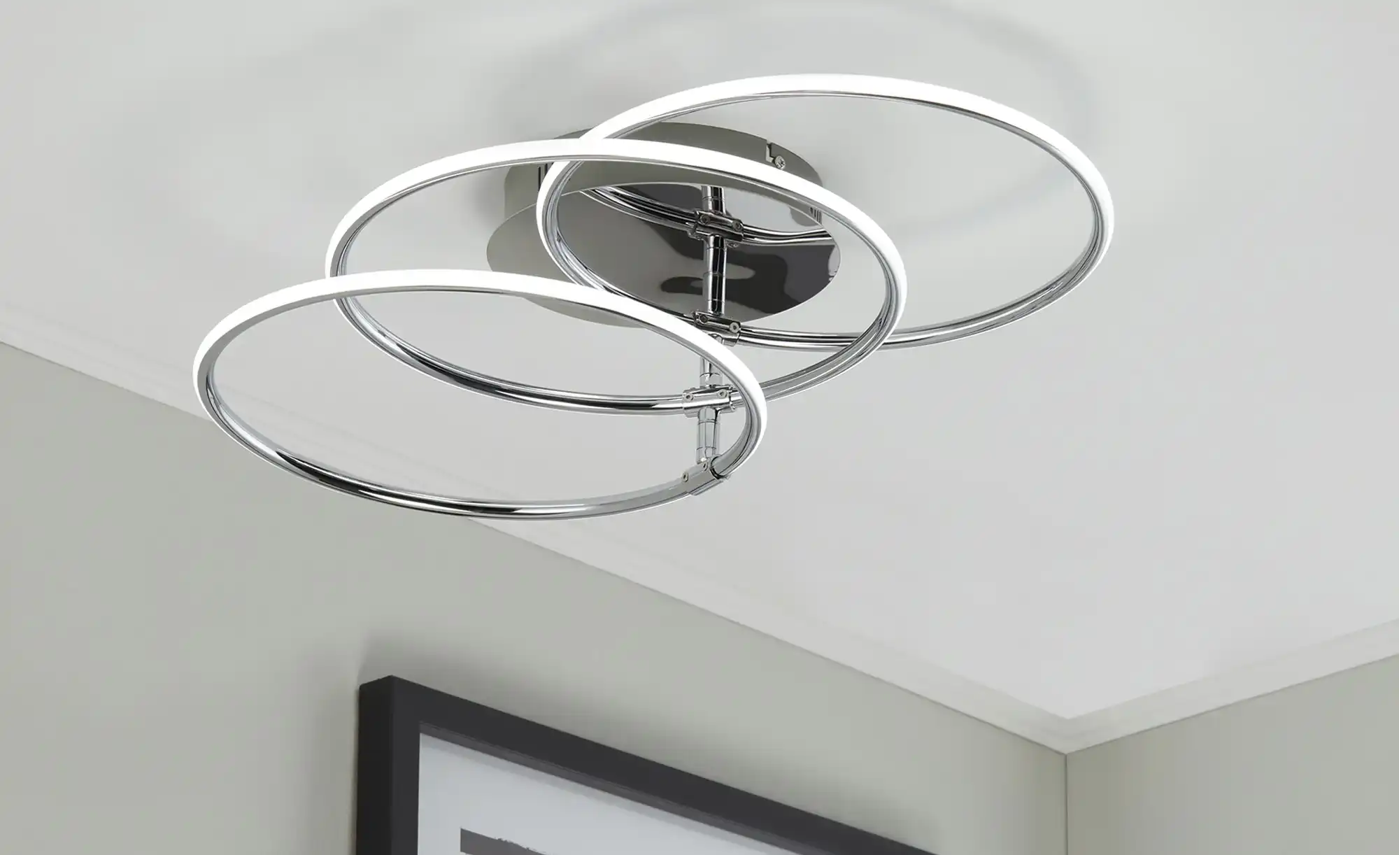 KHG LED-Deckenleuchte, 3-flammig, chrom `Ringe´