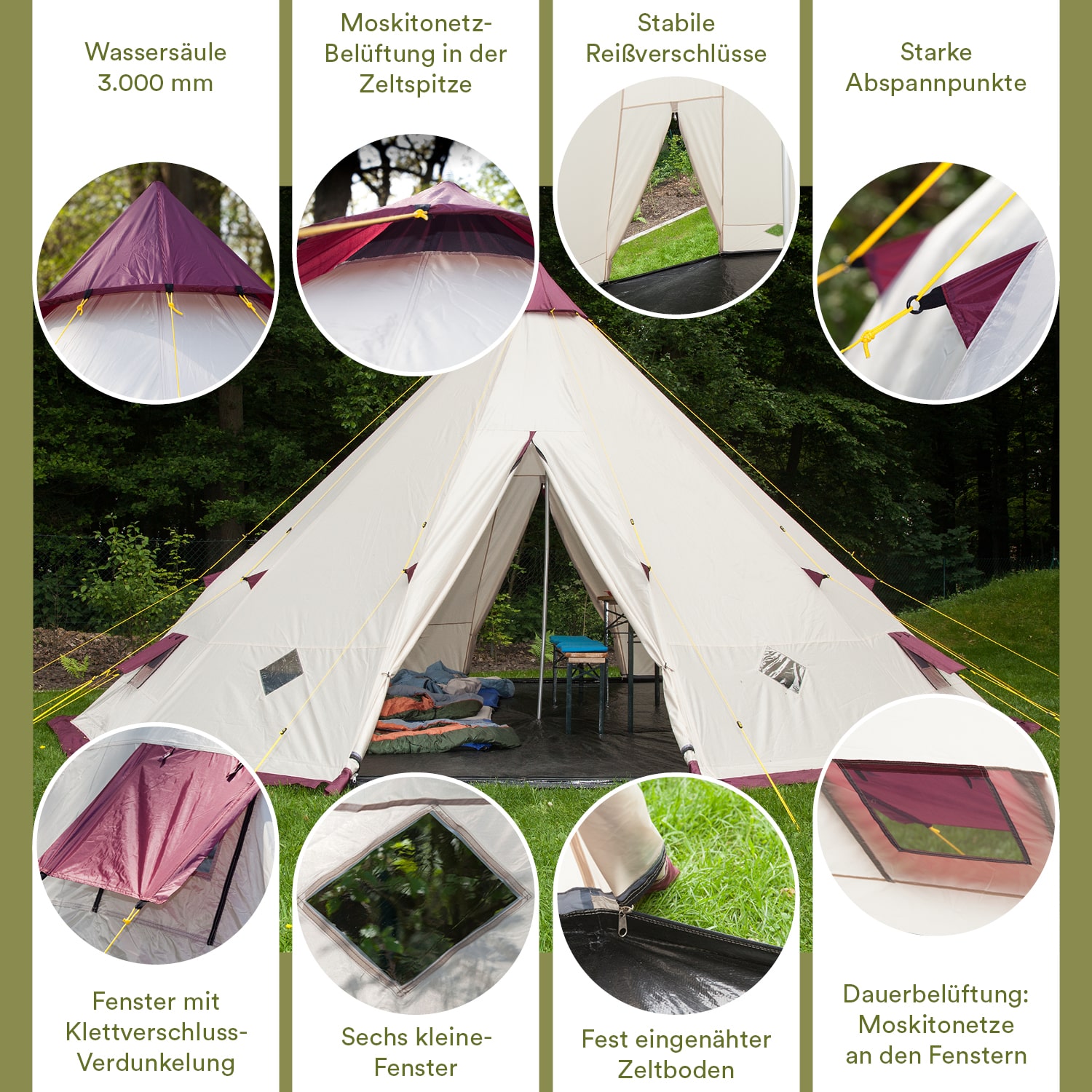 Skandika Tipi Kota 550 Protect Groepstent - Beige