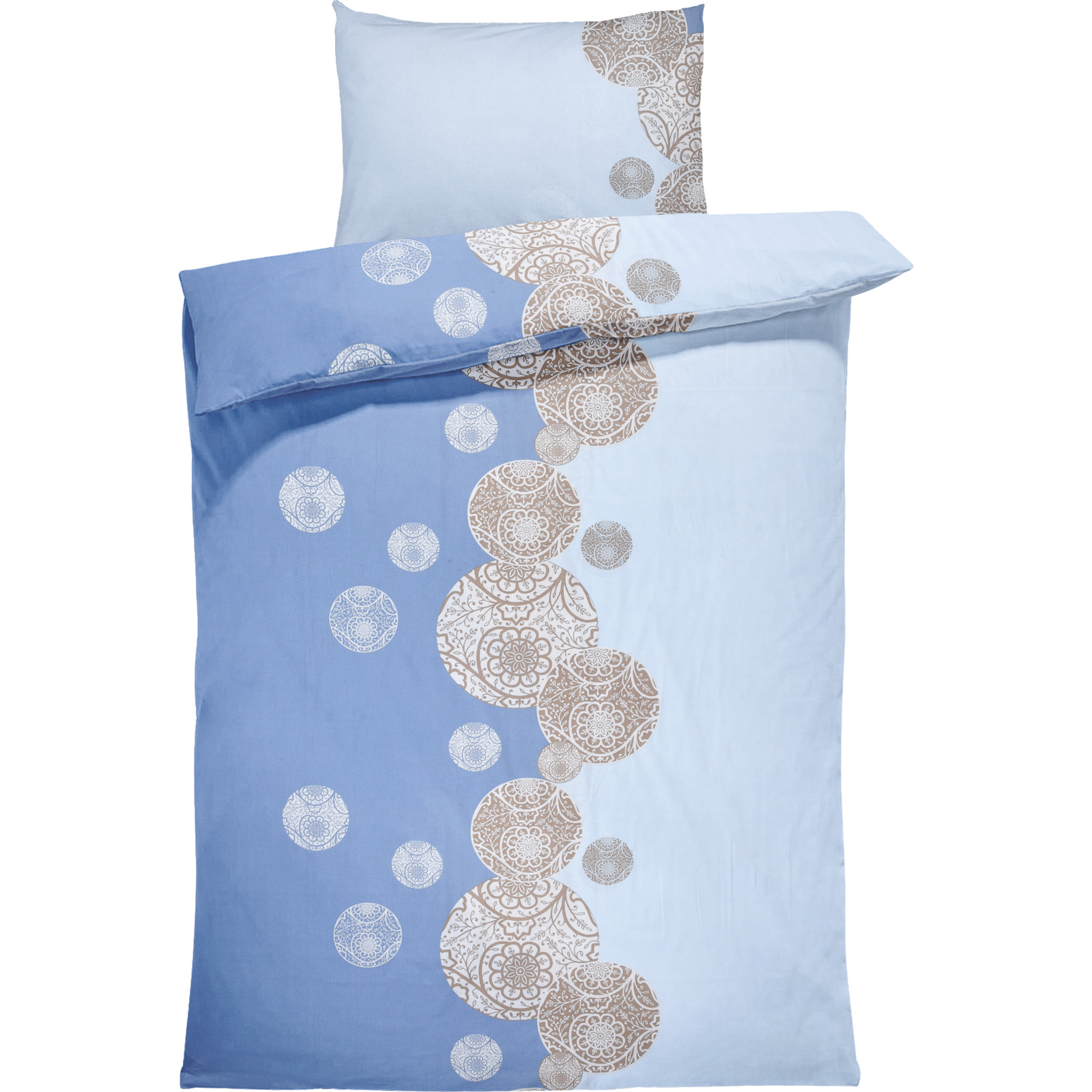 Bettwäsche blau mit Muster 160x210 65x100 Bettanzug Nord