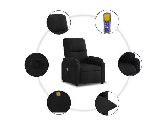 Fauteuil inclinable de massage noir tissu microfibre