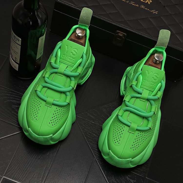Mr Ozera - Platform Plain Lace Up Sneakers