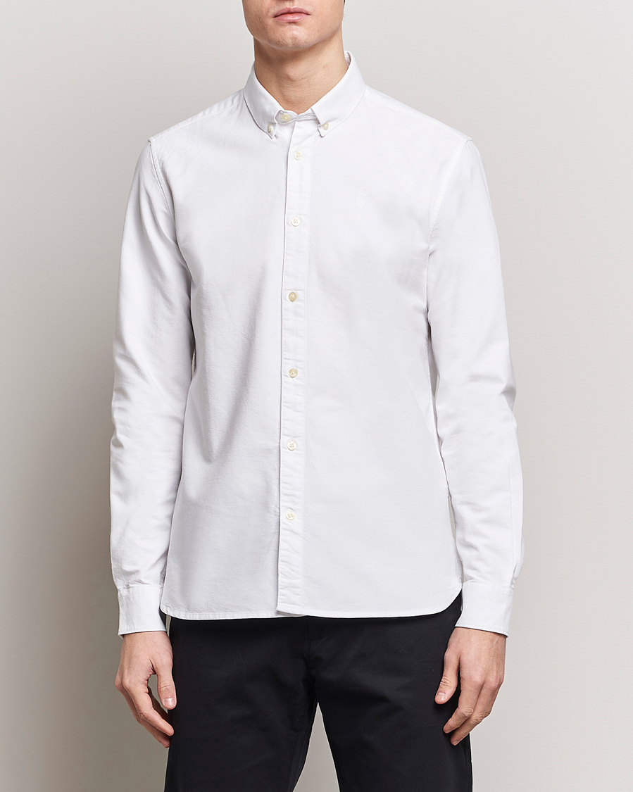KnowledgeCotton Apparel Harald Small Owl Regular Oxford Shirt Bright White