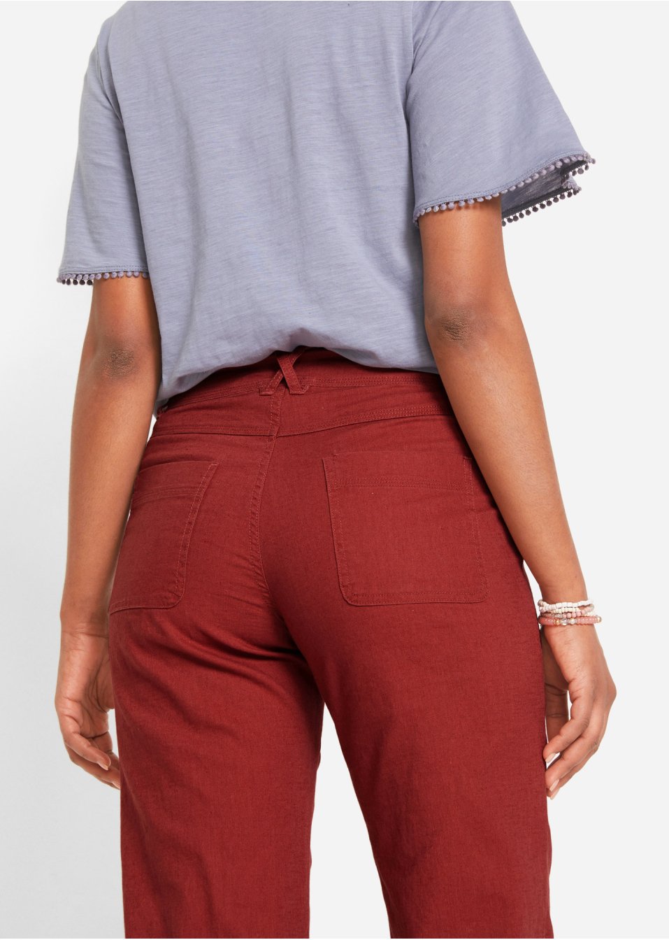 Pantalon en lin 3/4 avec taille confortable, Loose-Fit