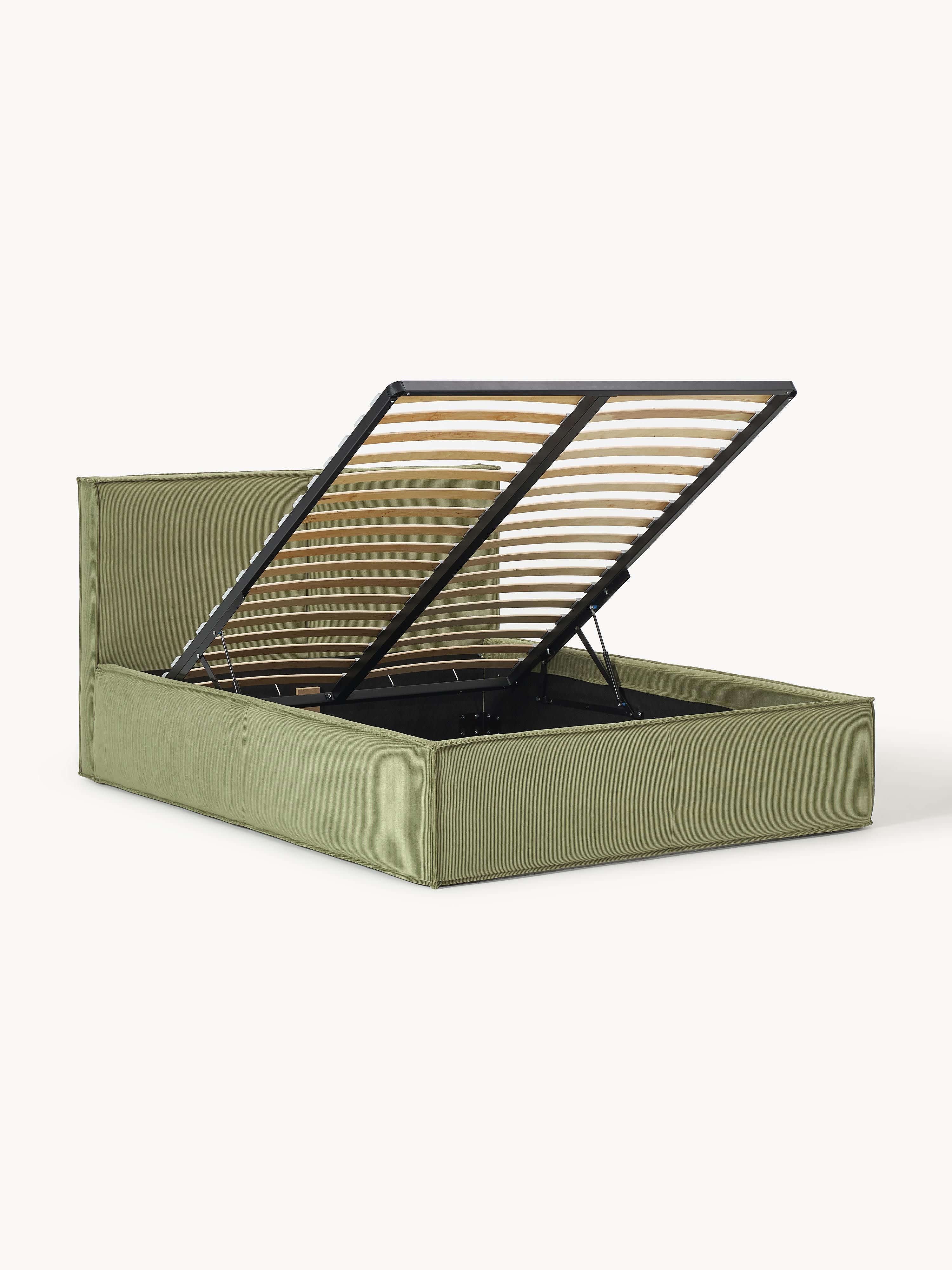 Corduroy gestoffeerd bed Dream met opbergruimte