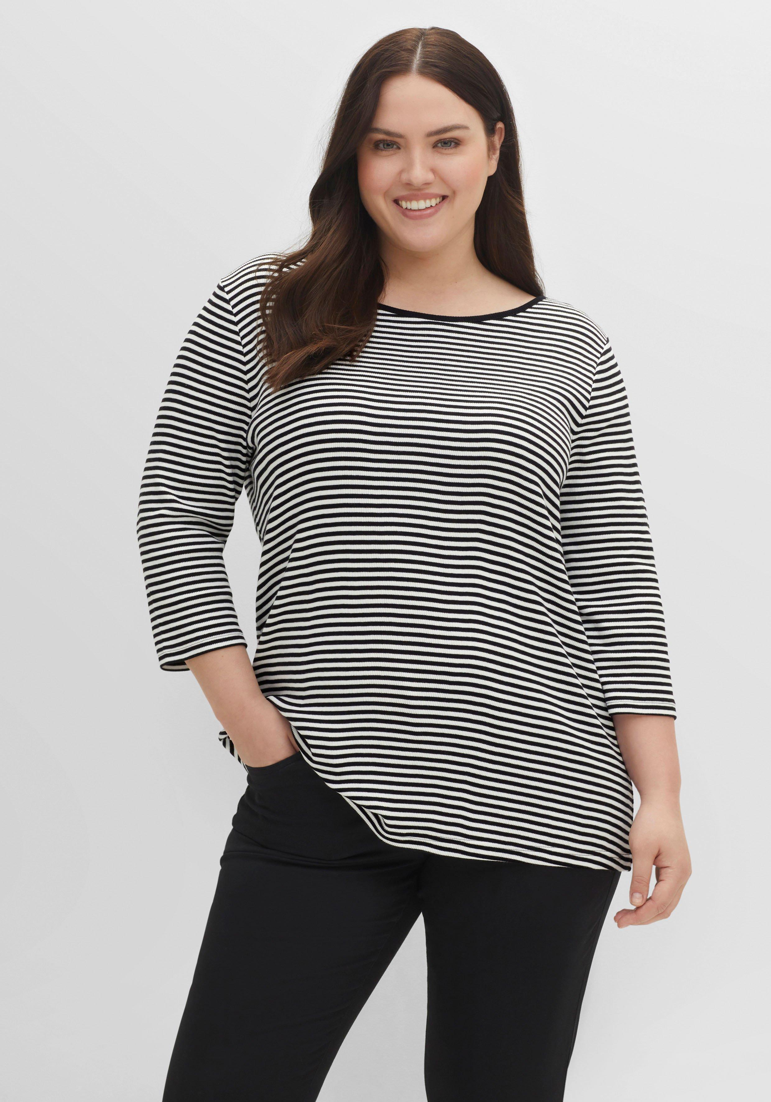 3/4-Arm-Shirt mit garngefärbten Ringeln