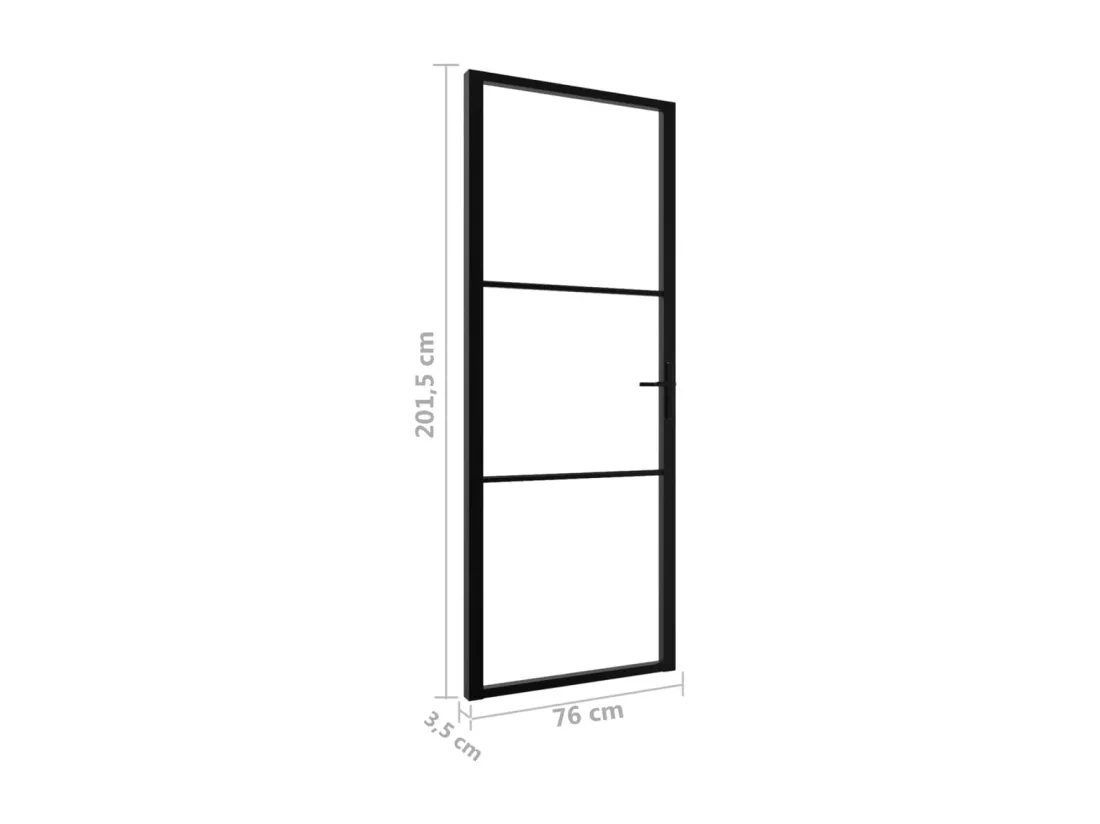 Porte intérieure Verre ESG et aluminium 76x201,5 cm Noir