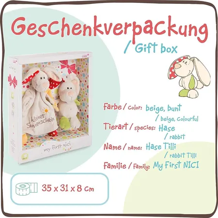 NICI Geschenkset für Babys & Kleinkinder – Schmusetuch & Schmusetier Hase Tilli 18cm