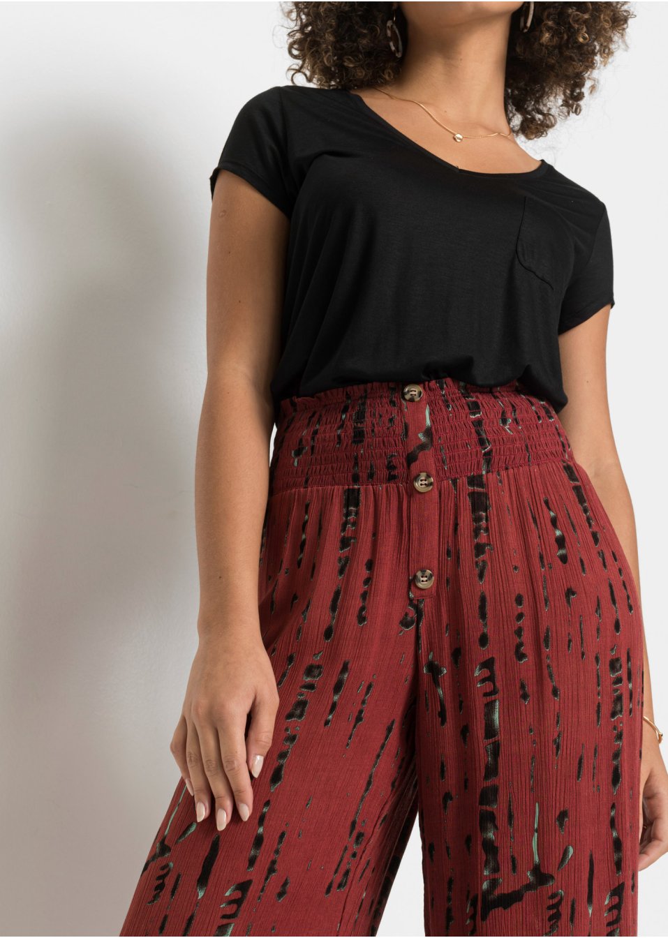 Pantalon palazzo à imprimé batik