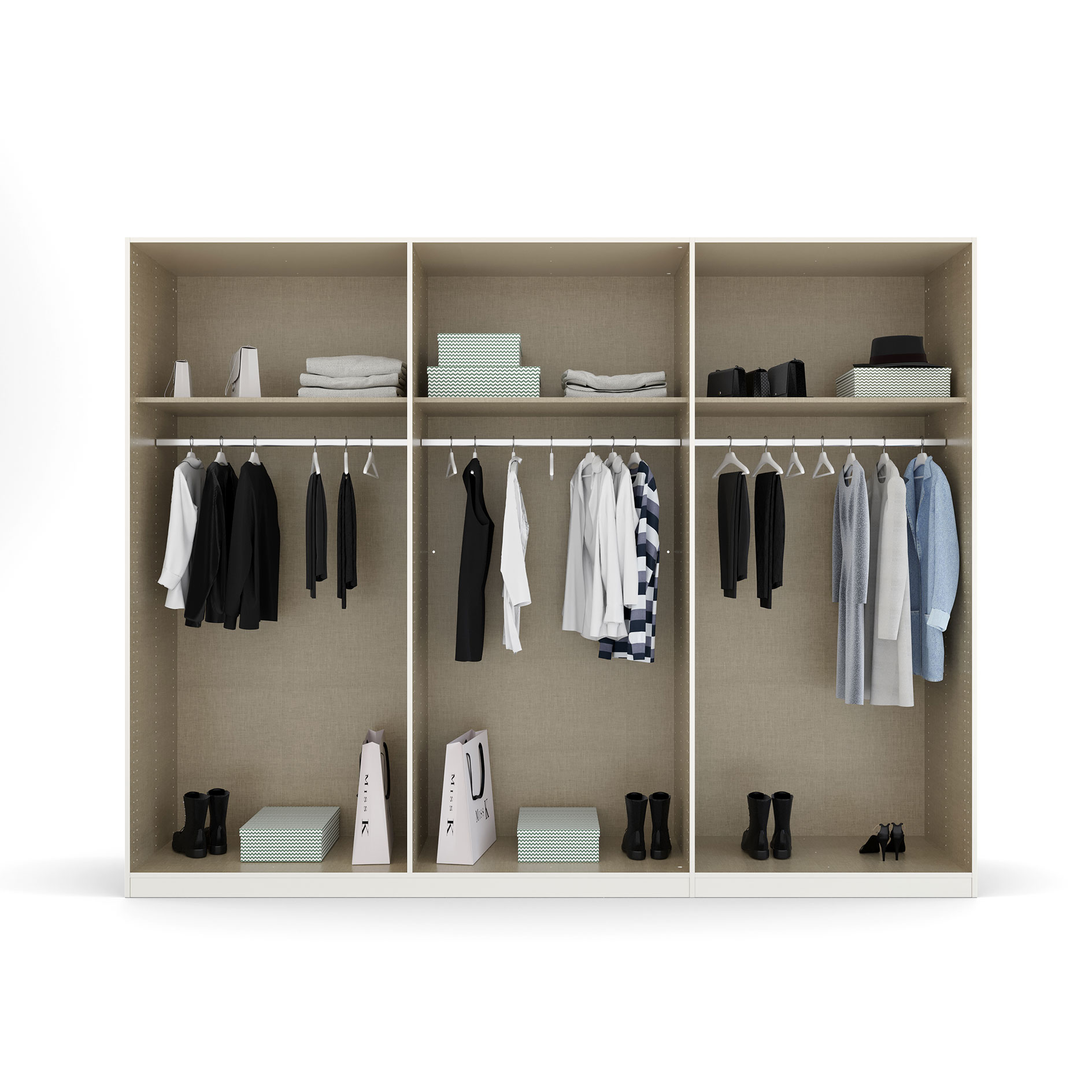 Drehtürenschrank - Hochglanz weiß - 6 Türen - 271 cm