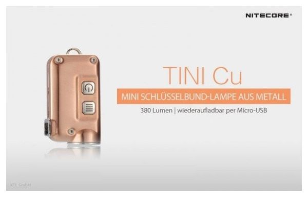 Lampe trousseau cuivre NITECORE TINI CREE XP-G2 S3 LED 380 lumens