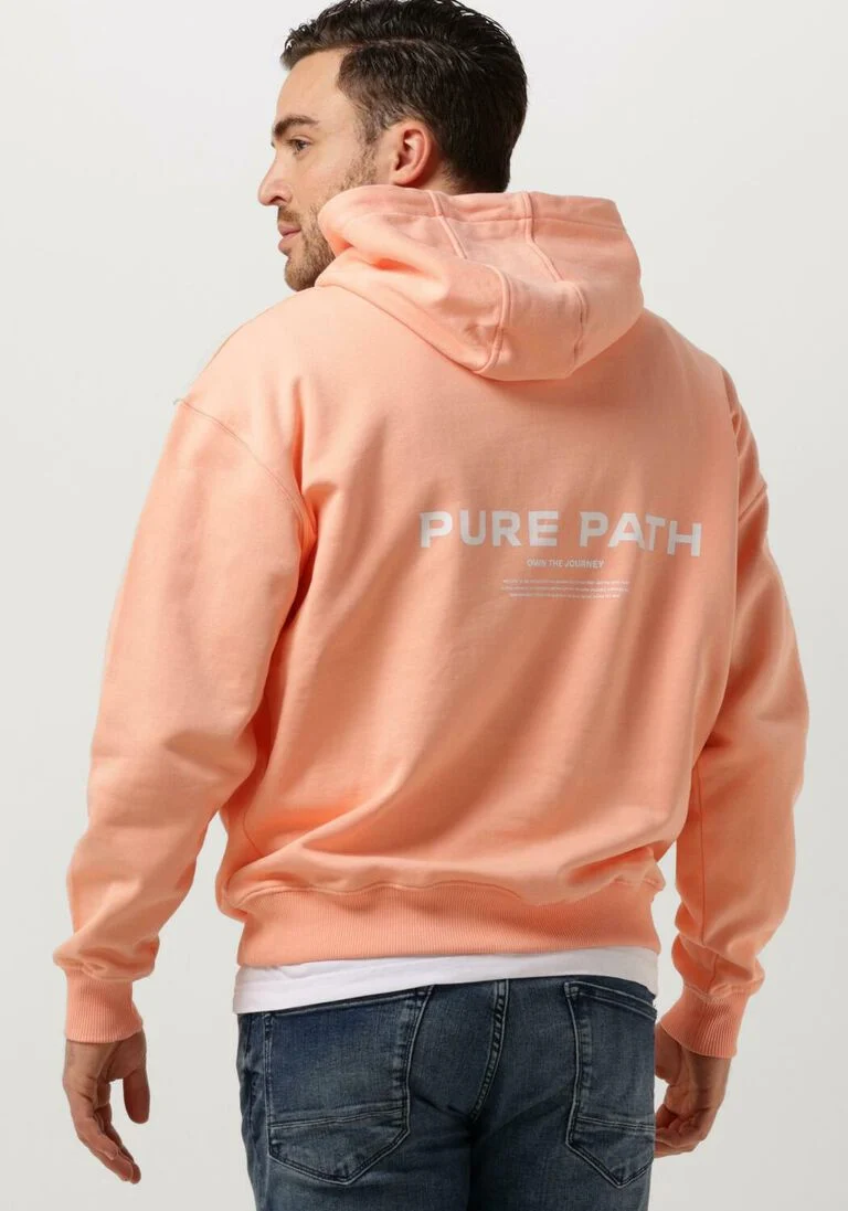 PURE PATH koraal pure path trui hoodie with back print and small frontprint