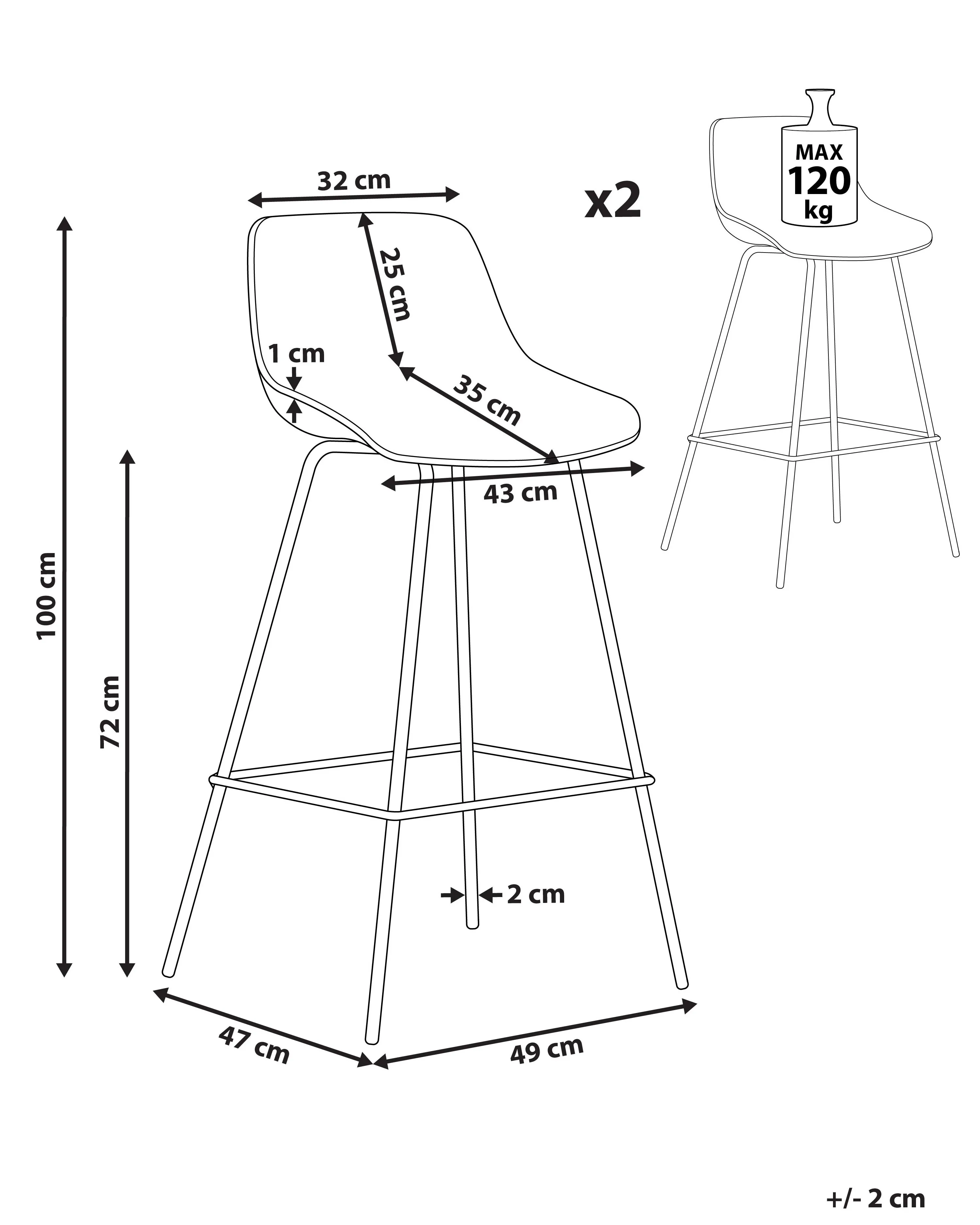 Set van 2 barstoelen EMMET Zwart