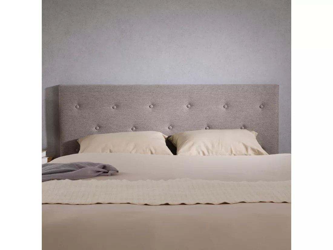 Tête de lit GAREK 120 capitonnée, En tissu rembourré, Pieds en bois, Design élégant, Pour lits 120 cm, Gris