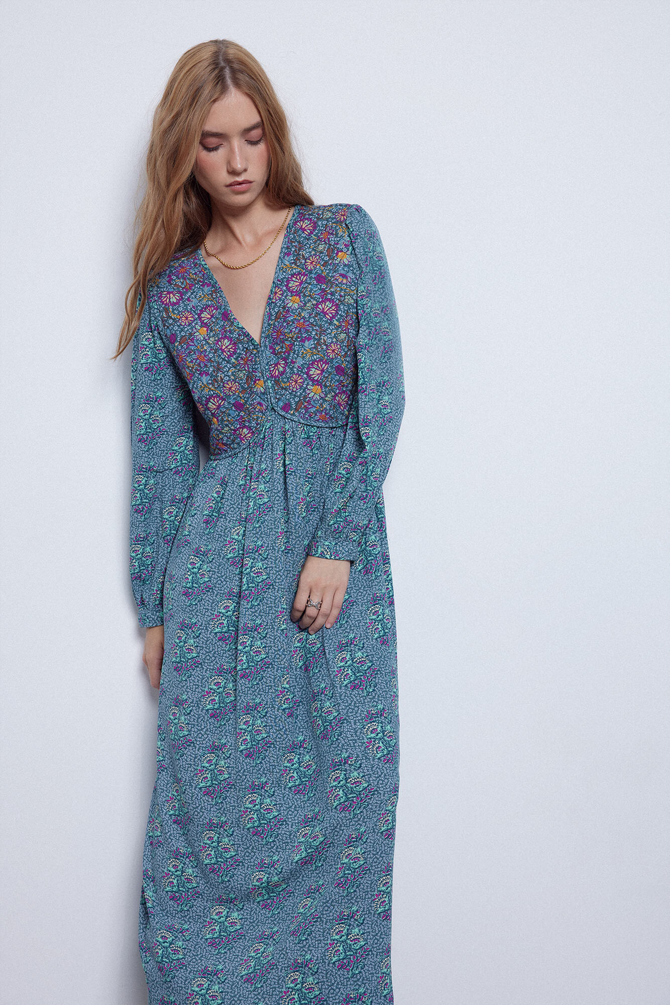vestido longo estampado