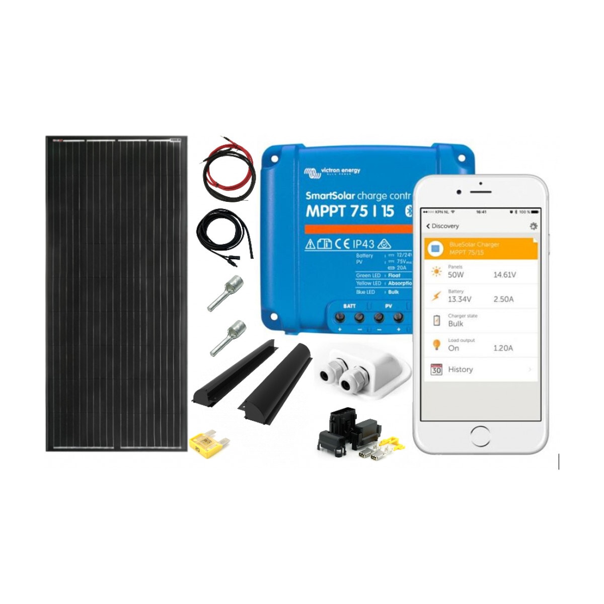 SKANBATT 150x68 - 200W Mono Perc Komplett kit med VICTRON BT MPPT