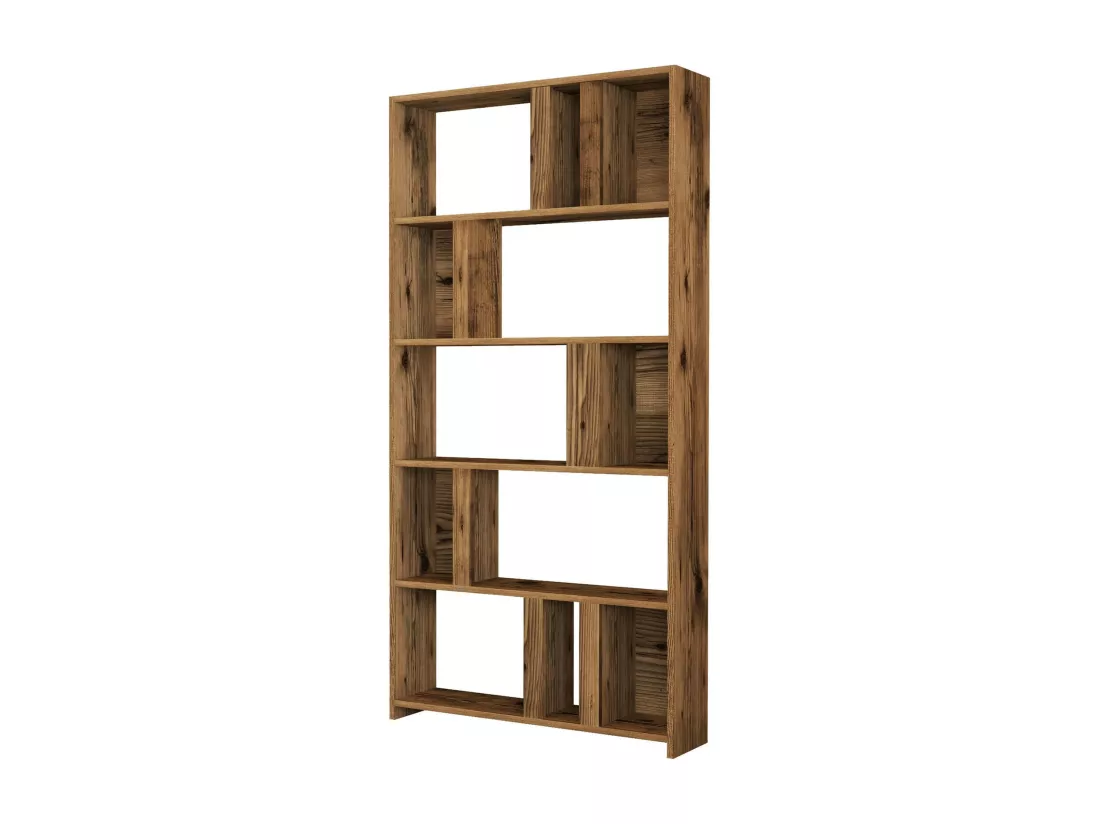 Bibliothèque Dmaestripier, Etagère de bureau, Porte-livre mobile, Librairie, 90x20 h180 cm, Noyer