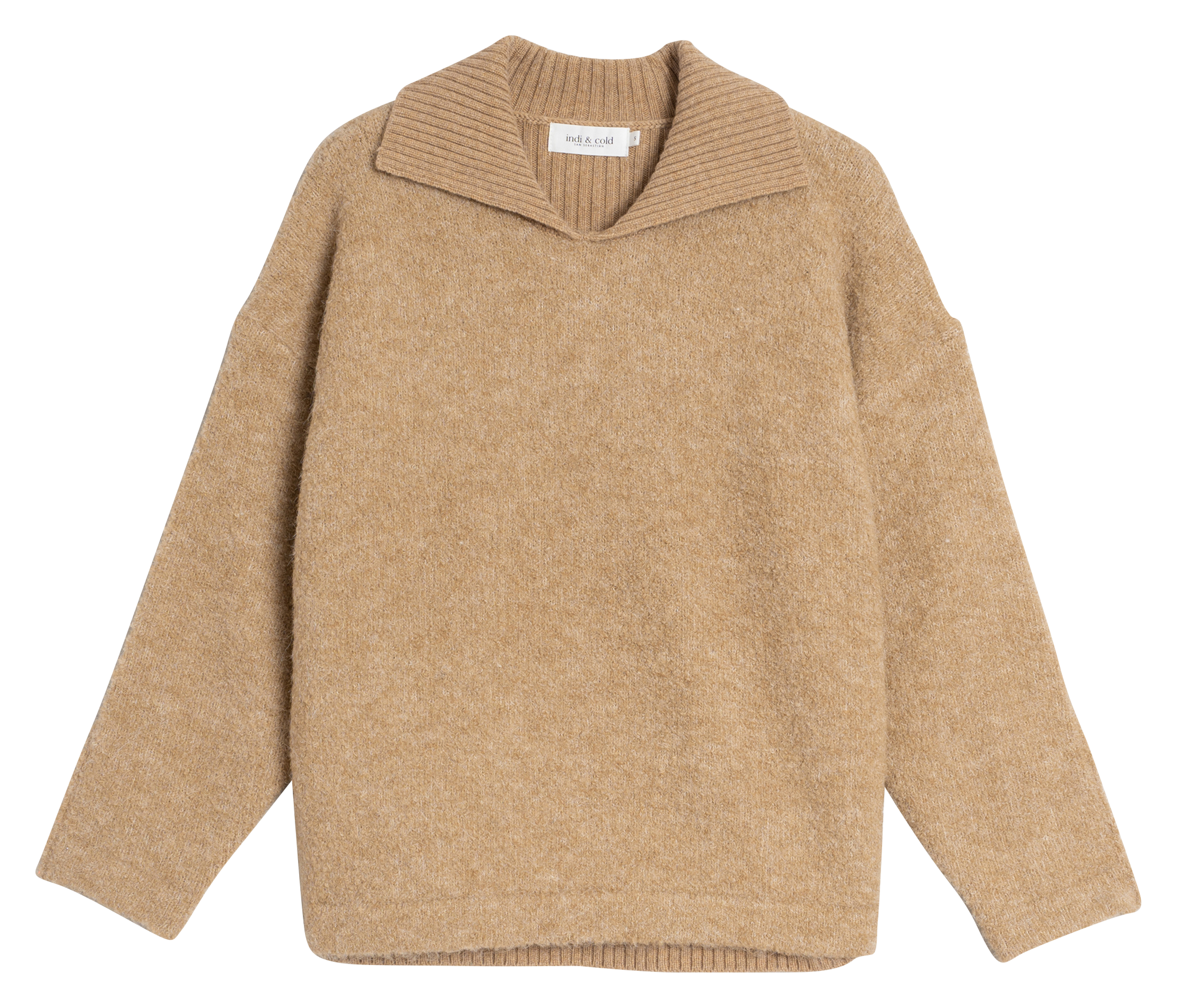 Pull col à revers en laine mélangée | Beige