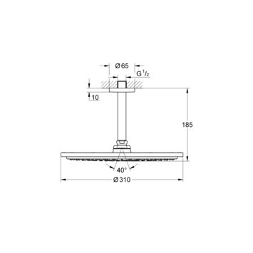 Grohe douchekop Rainshower Cosmopolitan hoofddouche plafond 1 stand ø 31 cm hard graphite