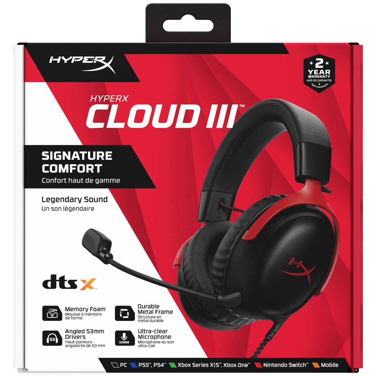 HyperX Cloud III gaming headset (sort/rød)