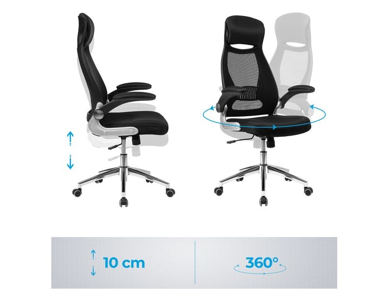 Songmics Bürostuhl mit Netzbezug, Armlehnen und Kopfstütze Ergonomischer Schreibtischstuhl