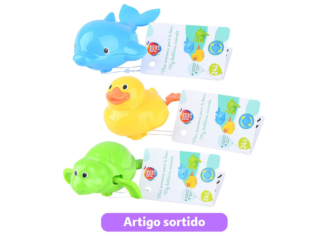BRINQUEDO BANHO ONE TWO FUN ANIMAIS DE CORDA MODELOS SORTIDOS