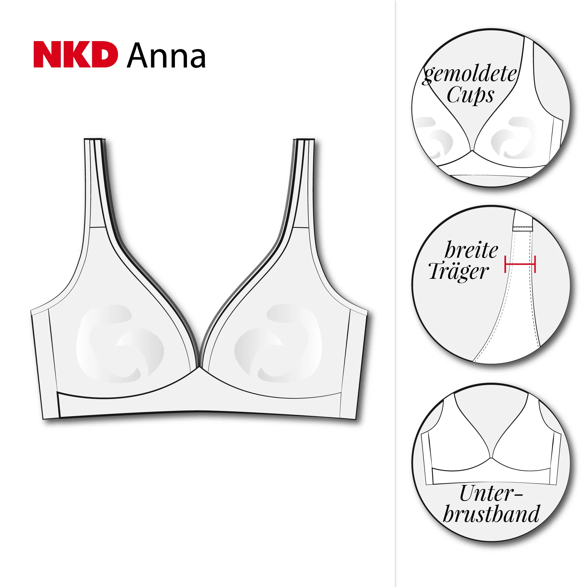 Bügelloser Damen-BH, NKD-ANNA