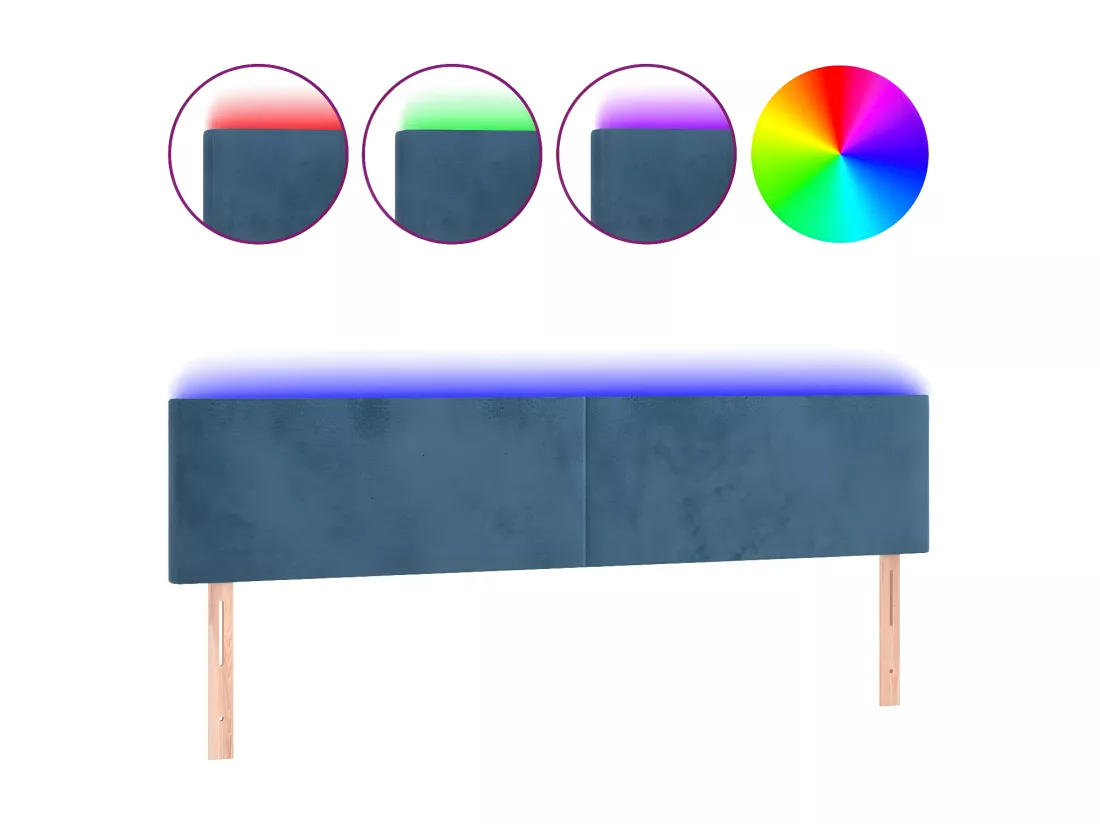 Tête de lit à LED Bleu foncé 180x5x78/88 cm Velours