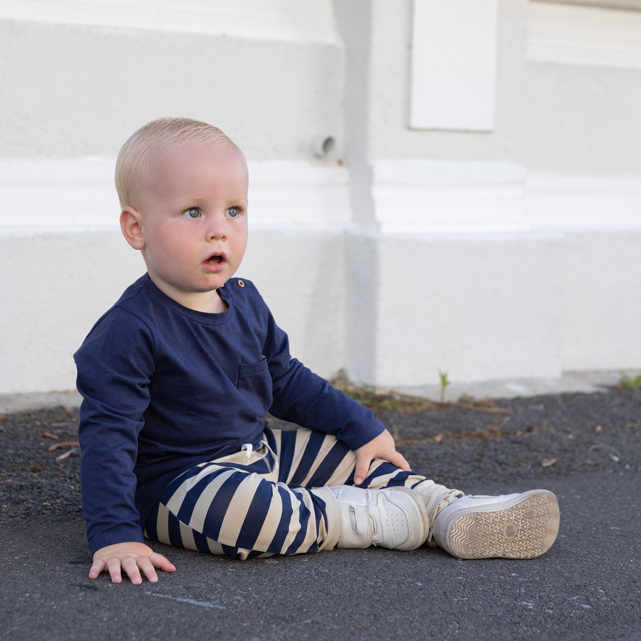 Baby Hose UVP 50  Navy/Sandy Stripe