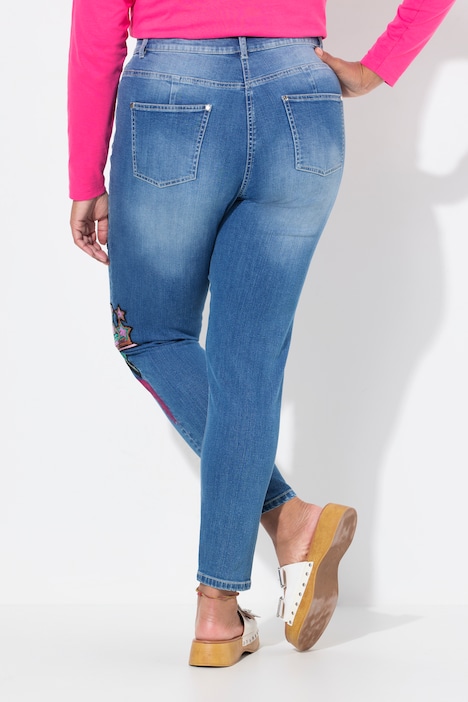 Slim-Fit Jeans, bequeme Passform, Patches, 5-Pocket