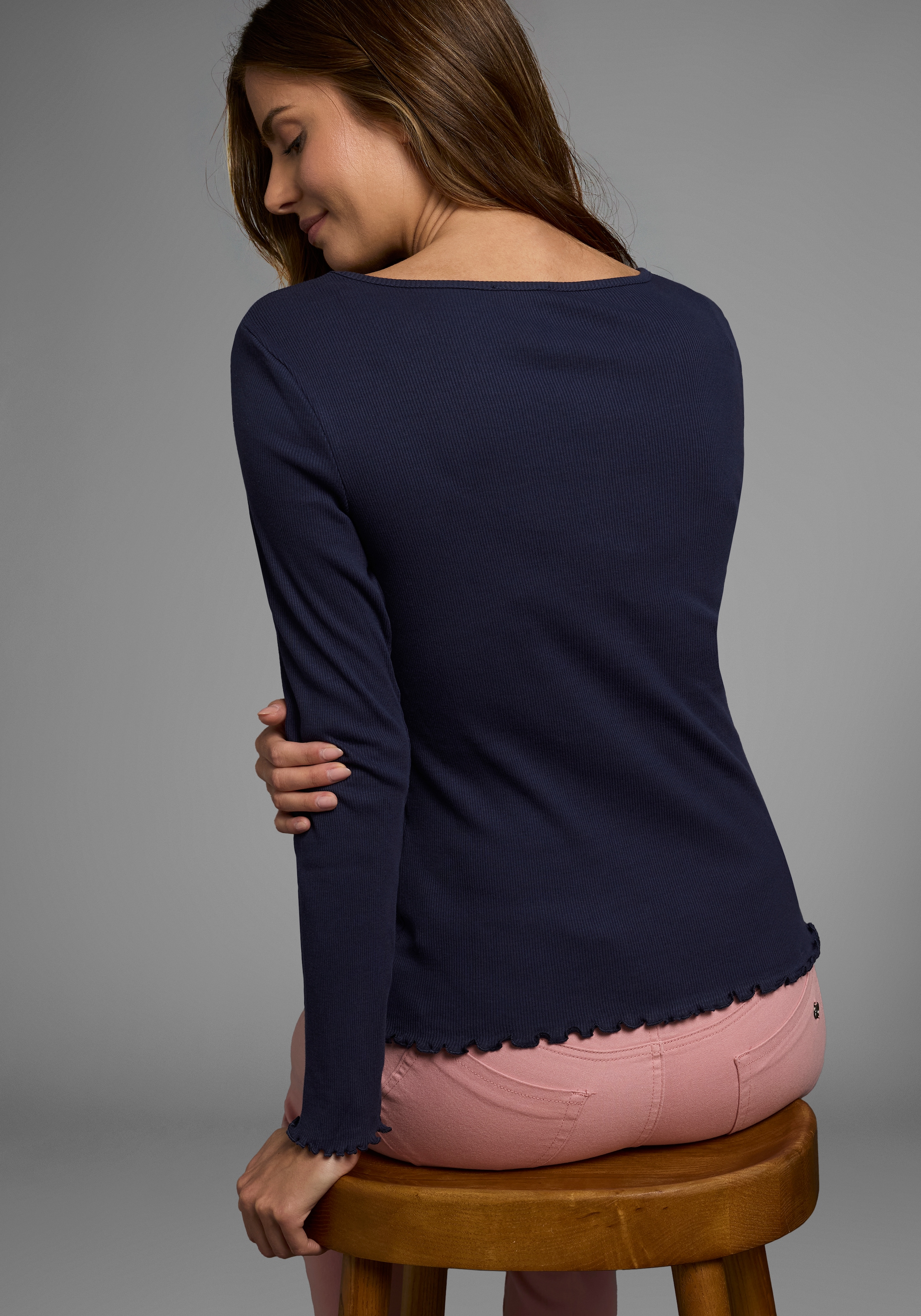 Flashlights Langarmshirt, 2 Stk. sehr figurbetonter Schnitt,  Feinrippstoff aus 100% Baumwolle