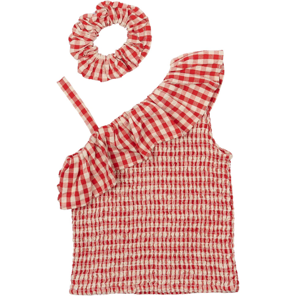 Køb The New Poppy Red Check Nally Kort Top