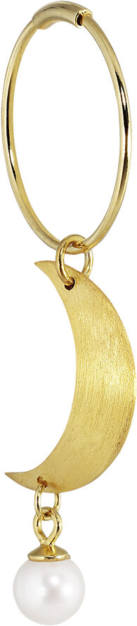 Jane Kønig Half Moon Creole with Pearl Guld