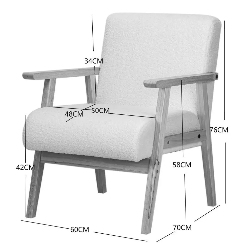 Fauteuil van massief hout en witte lussen