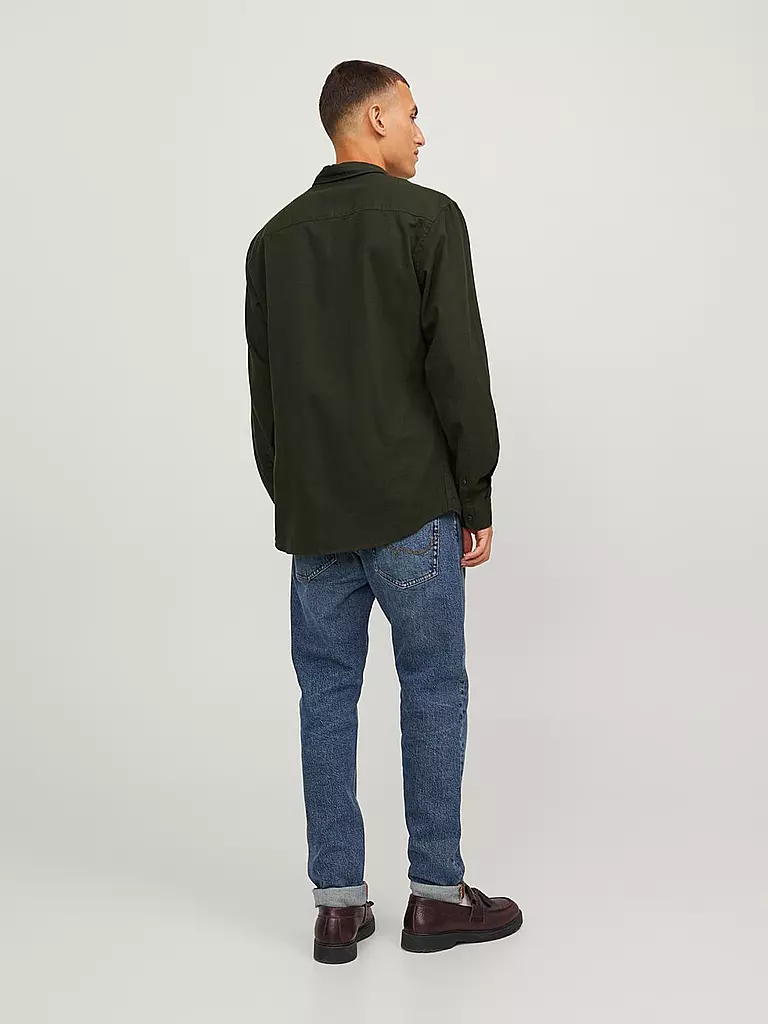 JACK & JONES Hemd Slim Fit JJEGINGHAM  dunkelgrün