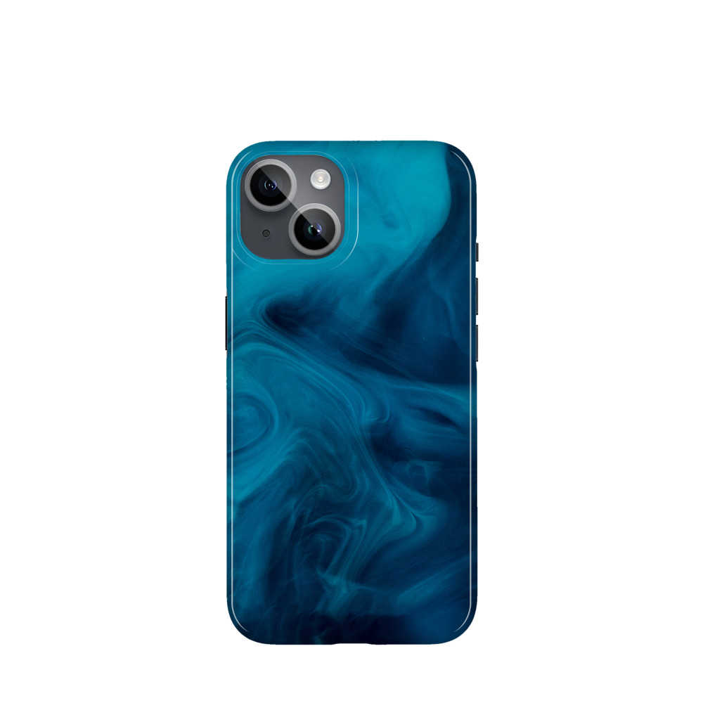 iPhone 14 Kunststoff Hülle Mystic Marmor - Blau