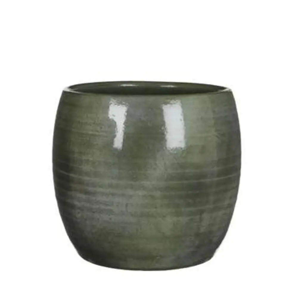 Mica Decorations Plantenpot - groen - glans - keramiek - 28 x 26 cm