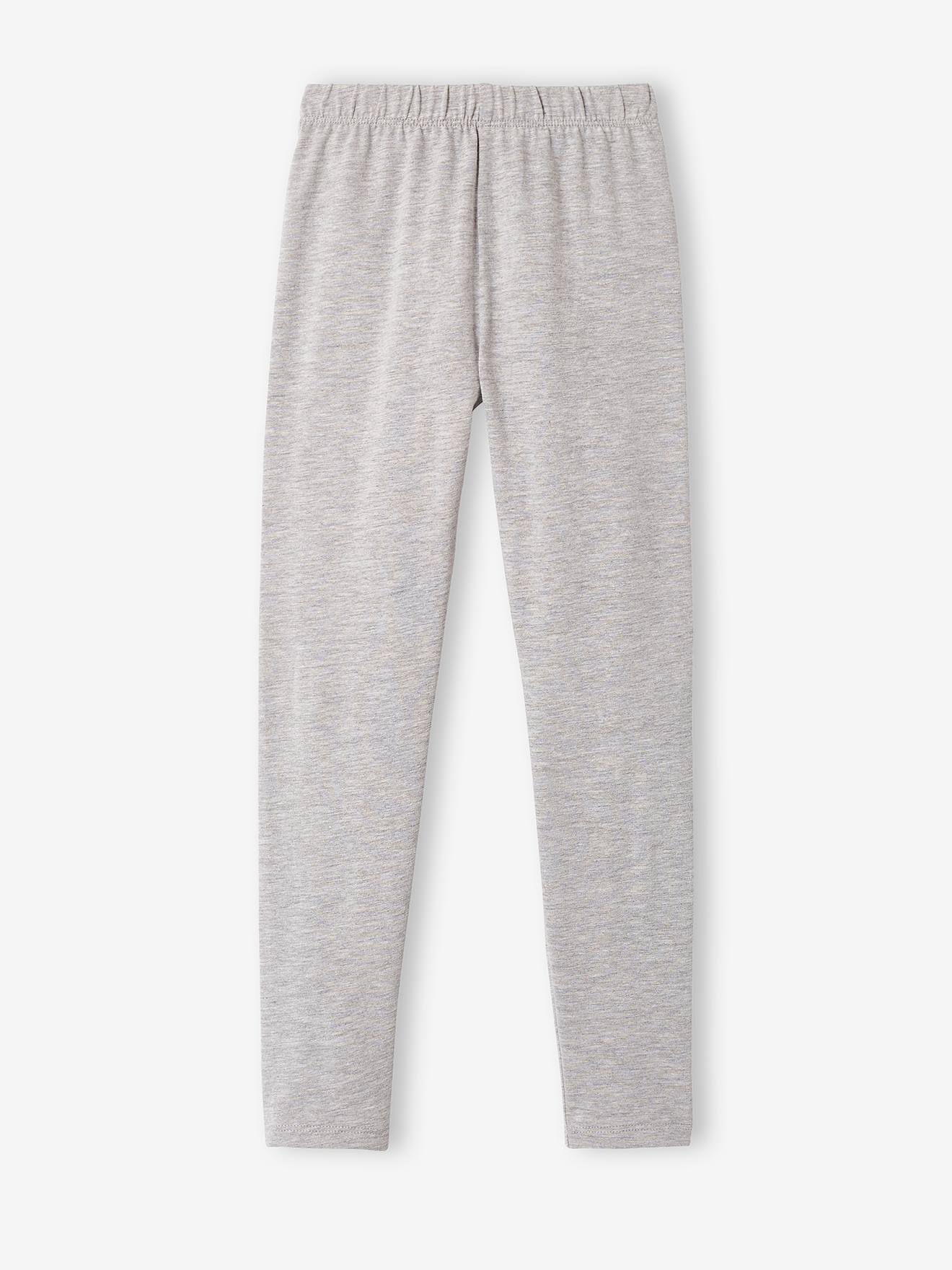 Conjunto de 2 leggings sortidas para meninas, lisas e cinza escuro.