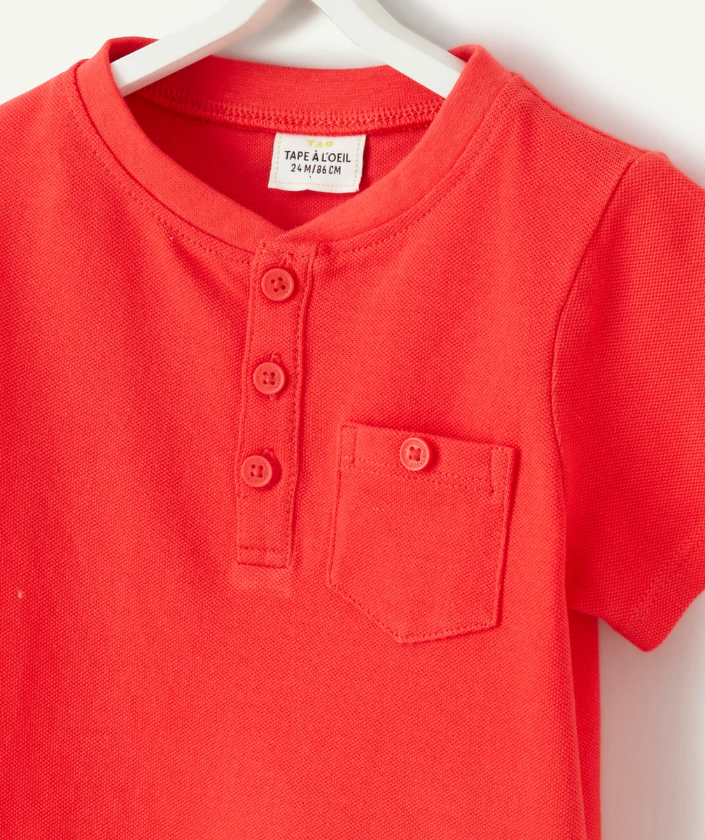 POLO BÉBÉ GARÇON ROUGE COL TUNISIEN