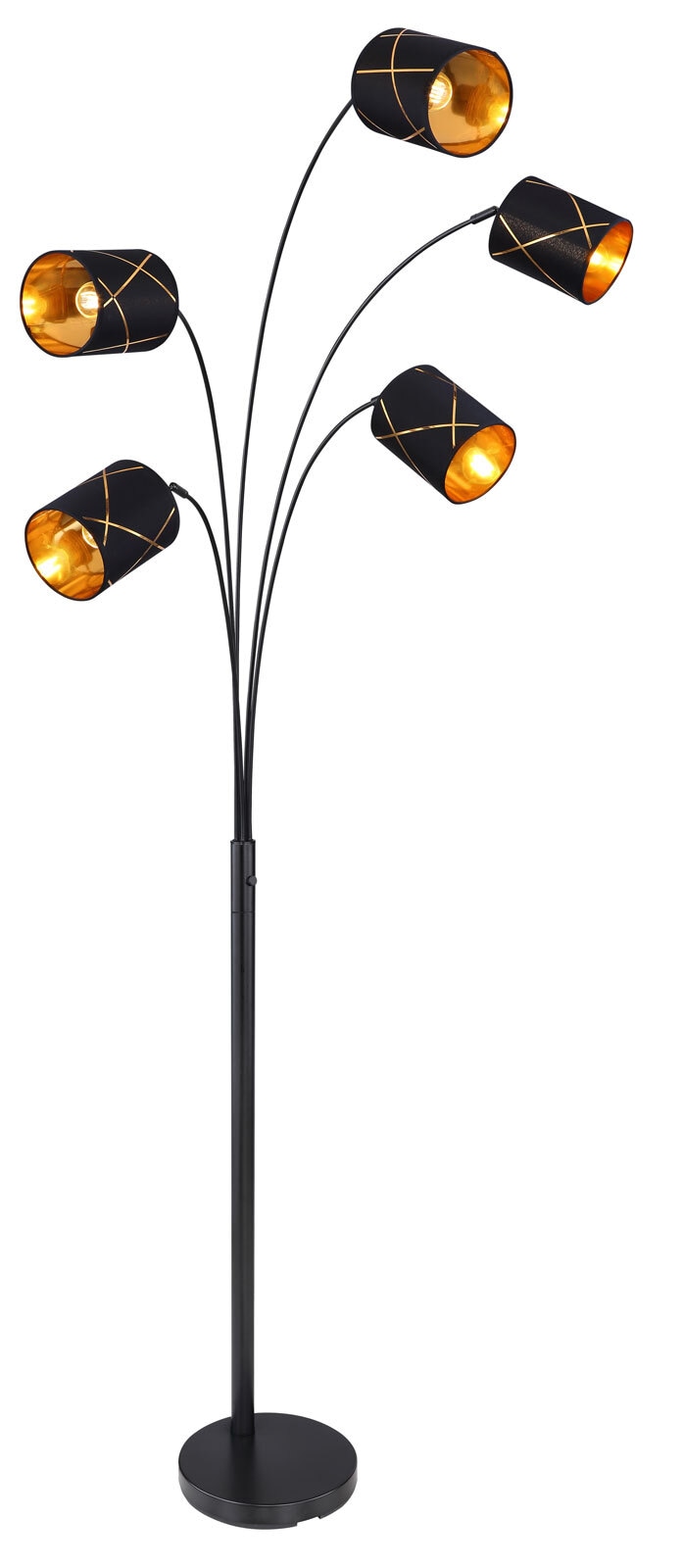 BEMMO Stehlampe goldfarben, transparent, /H/T: 84 x 204 x 130 cm, Metall, Textil