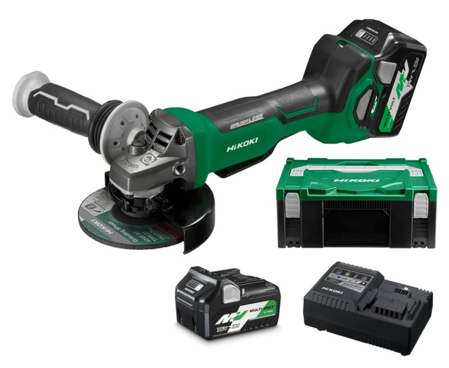 HiKOKI G3613DBWRZ 36V Multivolt Li-Ion accu haakse slijper set (2x 2,5Ah) in HSC - koolborstelloos