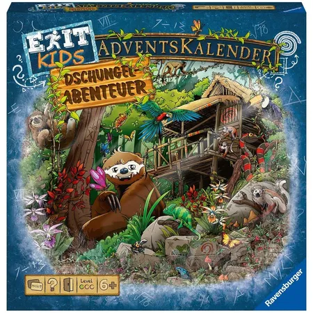 Ravensburger - EXIT Adventskalender kids - Dschungel-Abenteuer - 24 Rätsel für EXIT-Begeisterte