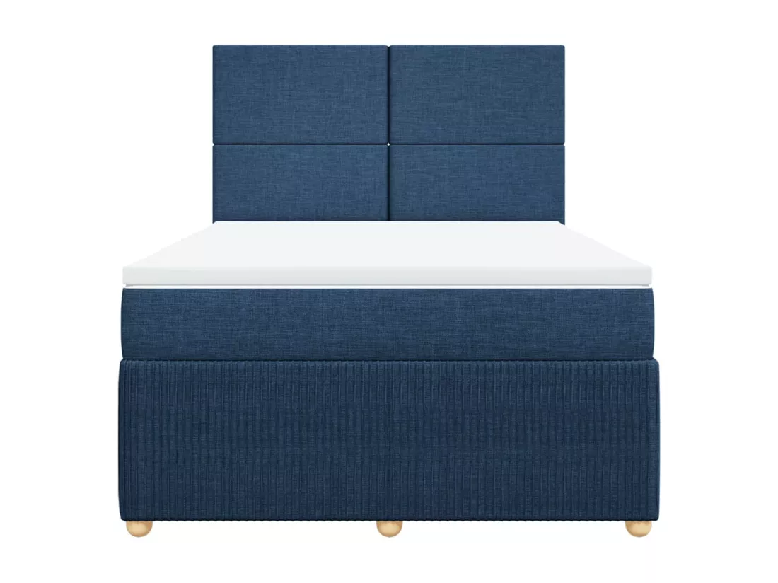 Sommier à lattes de lit avec matelas Bleu 160x200 cm Tissu