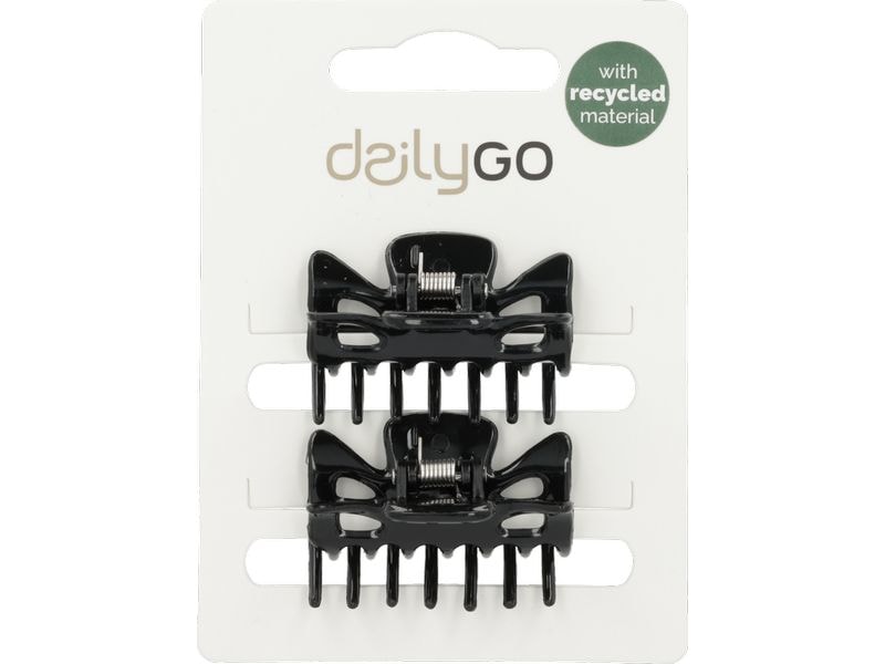 DailyGo Haarklemmen 2 Stück, Schwarz Haarklemmen aus recyceltem PET für festen Halt und angenehmen Komfort