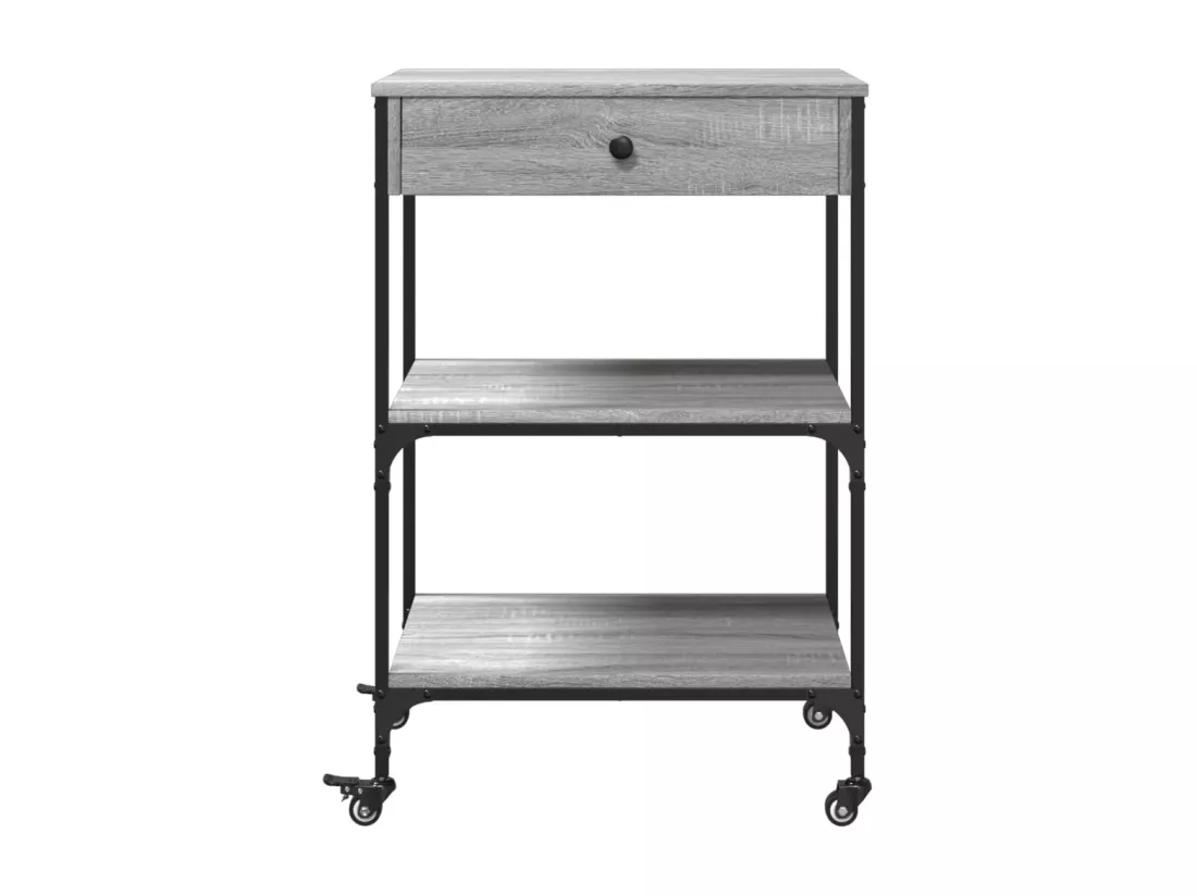 Chariot de cuisine sonoma gris 60x48x89,5 cm bois d'ingénierie