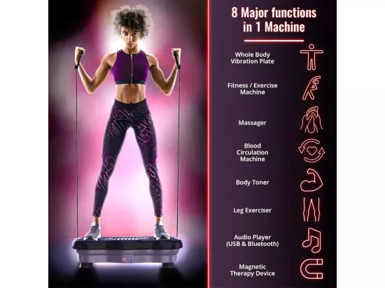 Plaques de vibration 220W, machine d'exercice de fitness à vibration, avec télécommande et 2 bandes de résistance, charge max150kg