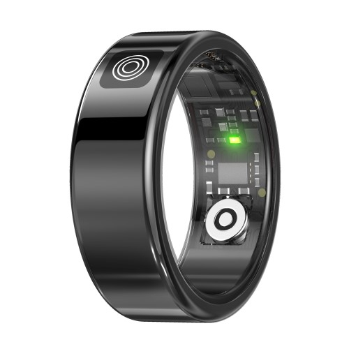 Smart Ring mit Quick-View Display / Blutsauerstoffmessung / Schrittzähler (21.5mm Durchmesser) (IP68) - Schwarz